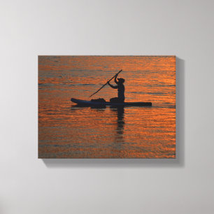 Impressão Em Tela Person silhoutte kayaking no rio