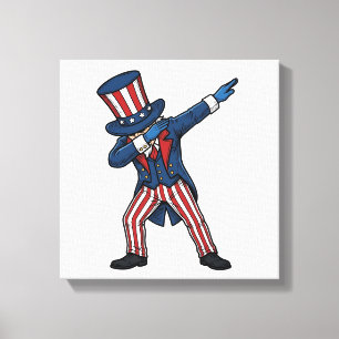 Impressão Em Tela Personagem Patriótico Dabbing Design Vetorial Vint