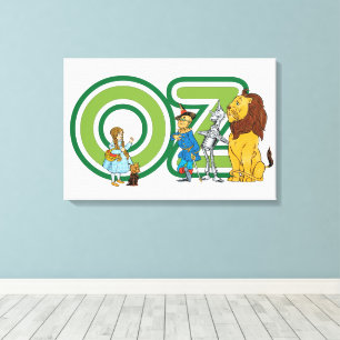 Impressão Em Tela Personagens Vintage do Mágico de Oz e Letras de Te