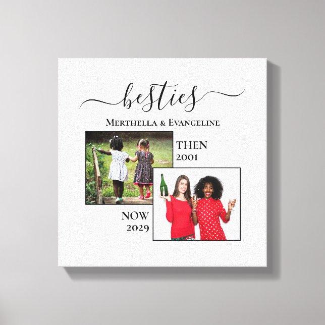 Impressão Em Tela Personalizado Agora, Depois 2 BESTIES De Foto (Frente)