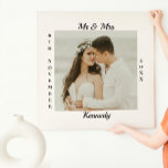 Impressão Em Tela Personalizado Nome da Sra. Monograma Data Foto Cas<br><div class="desc">Modelo de fotografia elegante e design de script de caligrafia personalizado para personalizar a canvas para suas necessidades. Personalize-o com a nova foto,  monograma e data de casamento.</div>