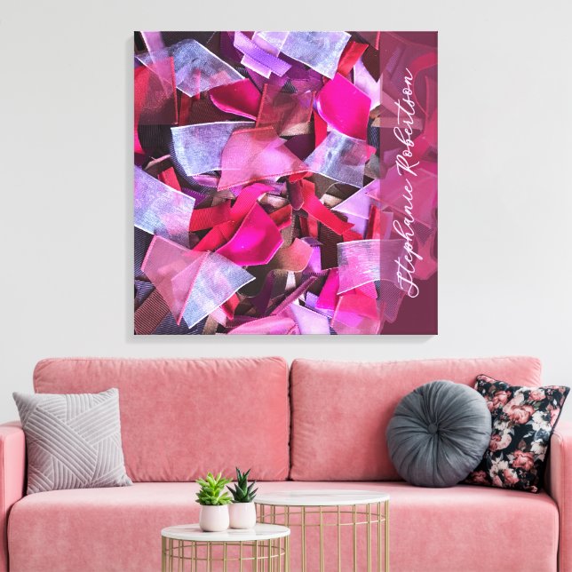 Impressão Em Tela Personalizado Rosa Roxo Vermelho Abstrato Efeito 3 (Insitu(Sala de estar))