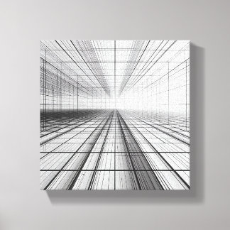 Impressão Em Tela perspectiva de grade arquitetônica, arte de estrut