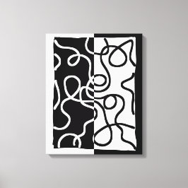 Impressão Em Tela Persuasão linear I: Abstrato preto e branco