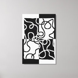 Impressão Em Tela Persuasão linear II: Abstrato preto e branco