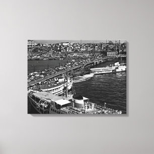 Impressão Em Tela Peru Vintage Istambul porto de Galata