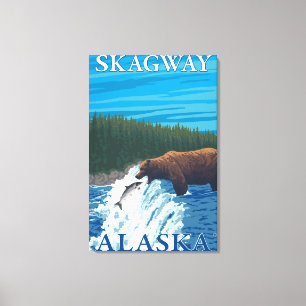 Impressão Em Tela Pesca do urso no rio - Skagway, Alaska