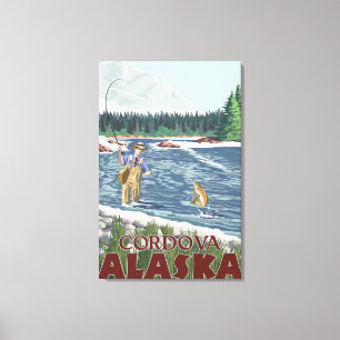 Impressão Em Tela Pescador da mosca - Cordova, Alaska