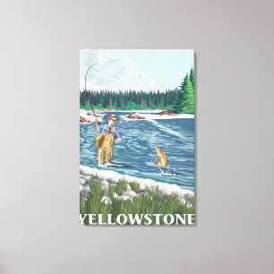 Impressão Em Tela Pescador da mosca - parque nacional de Yellowstone