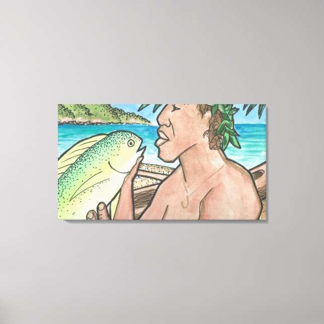 Impressão Em Tela Pescador Havaiano 36 x 20 bem-sucedido (Frente)