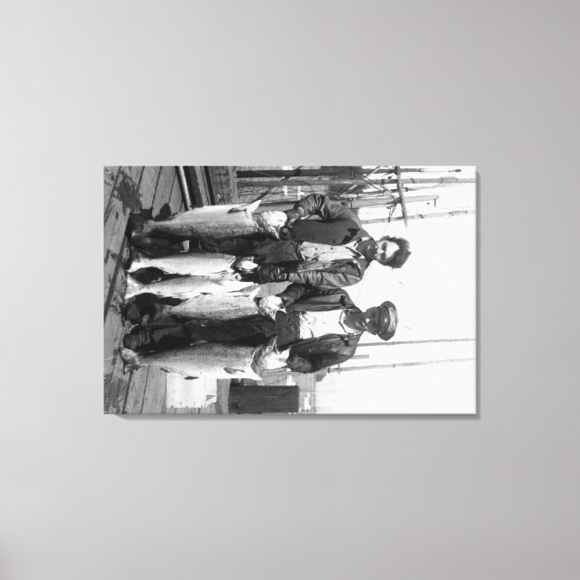 Impressão Em Tela Pescadores e Salmão em docas, Washington (Frente)