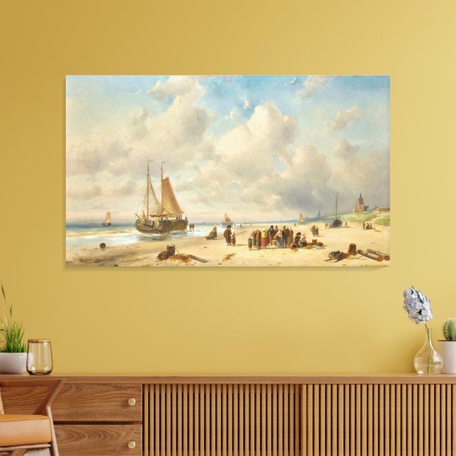 Impressão Em Tela Pescadores Na Praia (Insitu(Sala de estar))