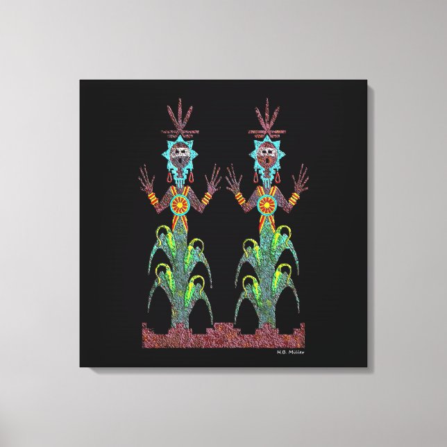 Impressão Em Tela Pessoas de milho azul (Frente)