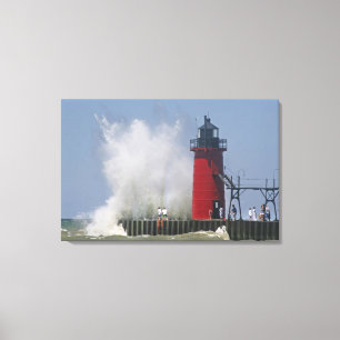 Impressão Em Tela Pessoas em 2011 observam ondas grandes