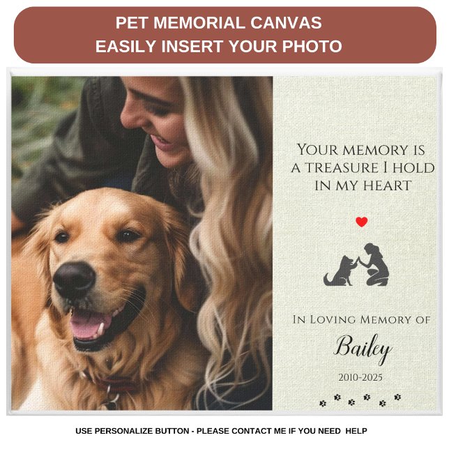 Impressão Em Tela Pet Photo Memorial Pet Perda Citação Personalizada (Criador carregado)