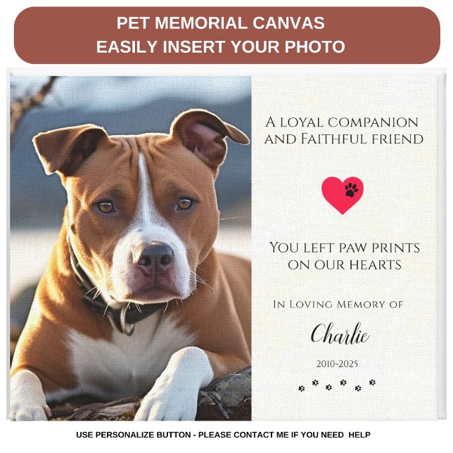 Impressão Em Tela Pet Photo Memorial Pet Perda Citação Personalizada (Criador carregado)