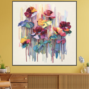Impressão Em Tela Pétalas de Arco-Íris Tela de Jardim Abstrato