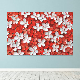 Impressão Em Tela Pétalas Vermelhas, Rosas e Brancas – Arte de Pared