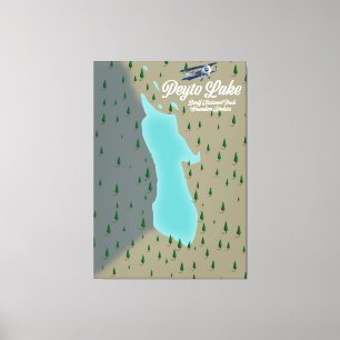 Impressão Em Tela Peyto lake Canadian Rockies map