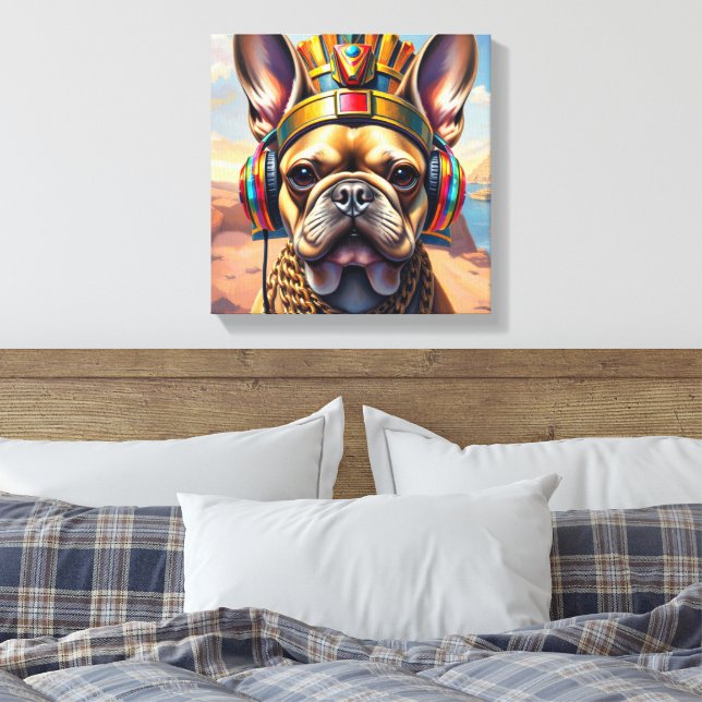 IMPRESSÃO EM TELA PHARAOH TUT-FRENCH BULLDOG 3 (Insitu(Quarto))