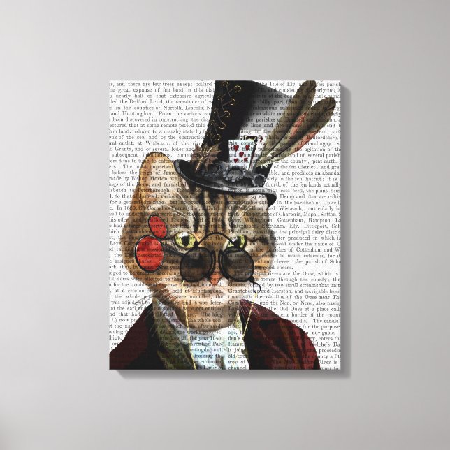 Impressão Em Tela Phileas Feline Steampunk Cat & Top Hat (Frente)