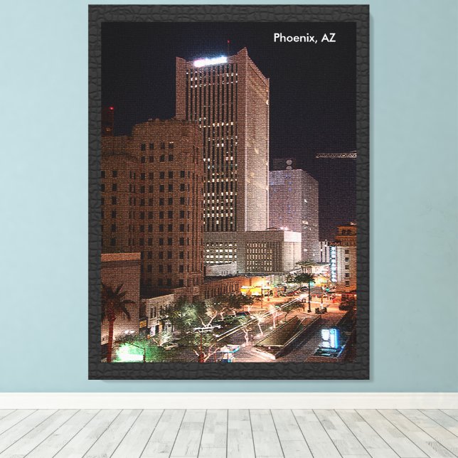 Impressão Em Tela Phoenix, AZ à Noite Produto Personalizado (Insitu(piso de madeira))