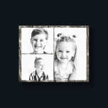 Impressão Em Tela Photo Collage Dark Wood<br><div class="desc">Photo Collage.  3 photos.  Customize.  Black Wood Background.  Black and white photo used in this image.</div>