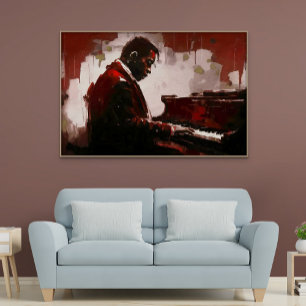 Impressão Em Tela Pianista de bar à noite