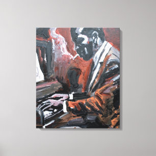 Impressão Em Tela Pianista de Jazz Neo-Expressionista