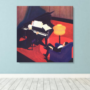 Impressão Em Tela Pianista Tocador de Piano Sala de Música Art Déco