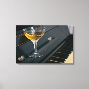 Impressão Em Tela Piano com bebida