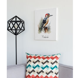 Impressão Em Tela Pica-pau Woodland Aquarela, personalizado