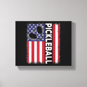 Impressão Em Tela Pickleball American Flag Engraçado Pickleball Vi