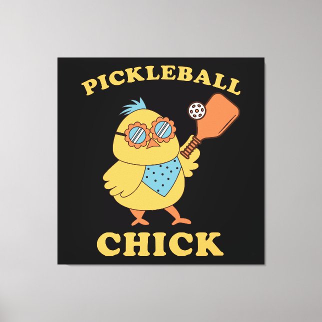Impressão Em Tela Pickleball Chick - retrô (Frente)