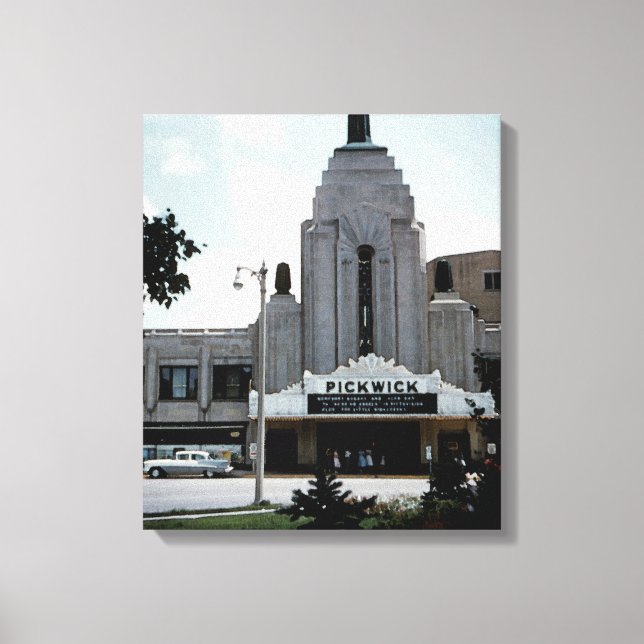 Impressão Em Tela Pickwick Movie Theater Park Ridge Watercolor Art (Frente)