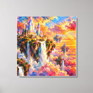 Impressão Em Tela Pico da Cidadela de Cristal: Fantasia Flutuante