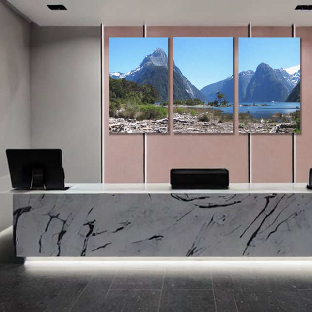 Impressão Em Tela Pico Icônico NZ Milford Picturesco em Queda (Large size perfect for reception)