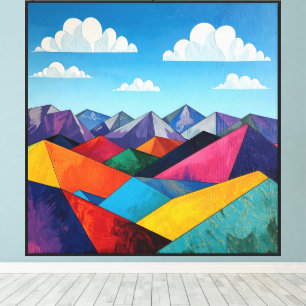 Impressão Em Tela Picos de Cores Geométricas