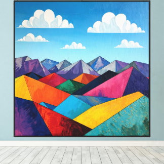 Impressão Em Tela Picos de Cores Geométricas