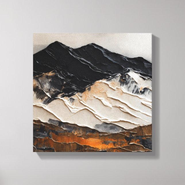 Impressão Em Tela Picos impressionantes em preto e laranja (Frente)