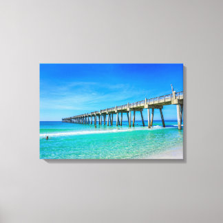 Impressão Em Tela Pier da Praia de Pensacola-Fotografia Colorida por