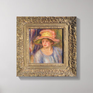 Impressão Em Tela Pierre uma mulher de Renoir   com um chapéu