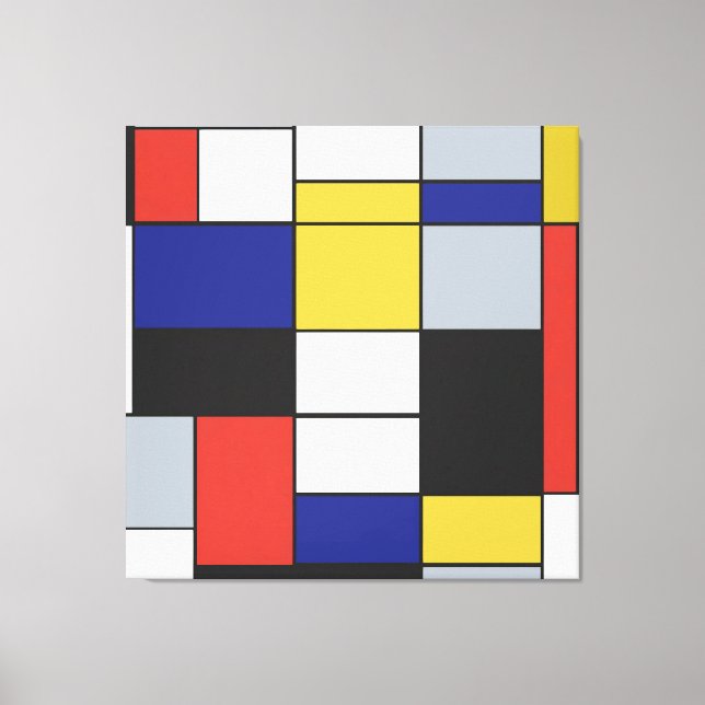 Impressão Em Tela Piet Mondrian - Abstrato Geométrico de Composição (Frente)