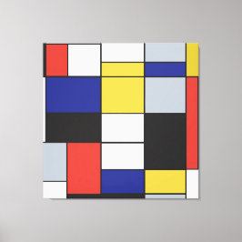 Impressão Em Tela Piet Mondrian - Abstrato Geométrico de Composição