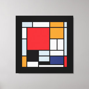 Impressão Em Tela Piet Mondrian - Composição com Grande Plano Vermel