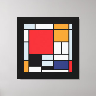 Impressão Em Tela Piet Mondrian - Composição com Grande Plano Vermel