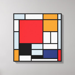 Impressão Em Tela Piet Mondrian - Composição com Plano Vermelho Gran