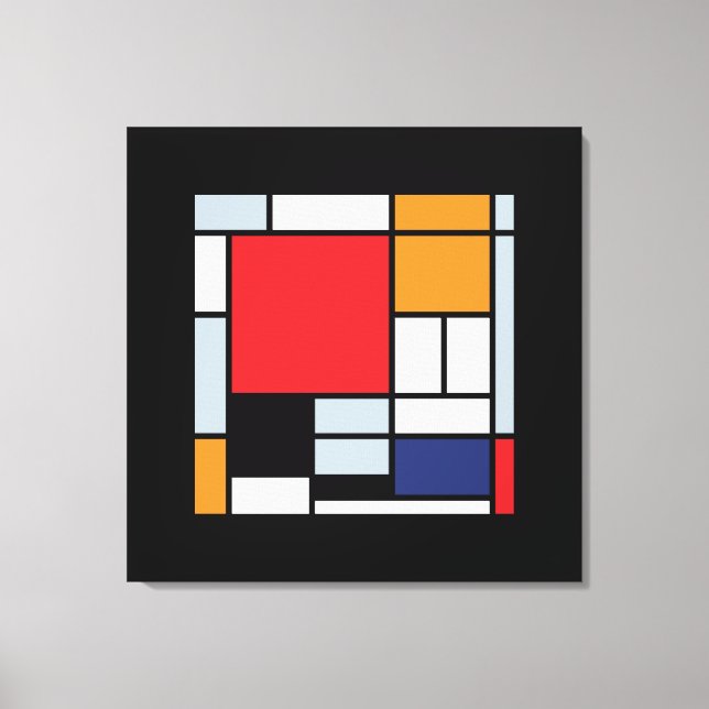 Impressão Em Tela Piet Mondrian - Composição com Plano Vermelho Gran (Frente)