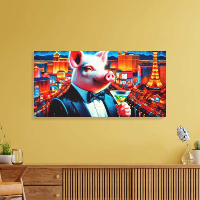 IMPRESSÃO EM TELA PIG-VEGAS NIGHT 3 (Insitu(Sala de estar))