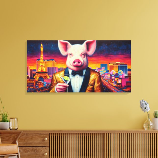 IMPRESSÃO EM TELA PIG-VEGAS NIGHT 7 (Insitu(Sala de estar))